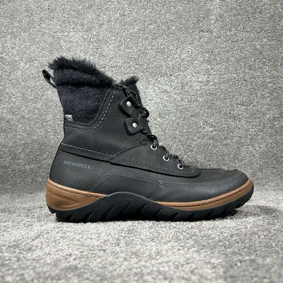 Merrell Sylva Women’s Size 9.5 Black Winter Waterproof Leather 200g Mid Boots - Picture 1 of 12
